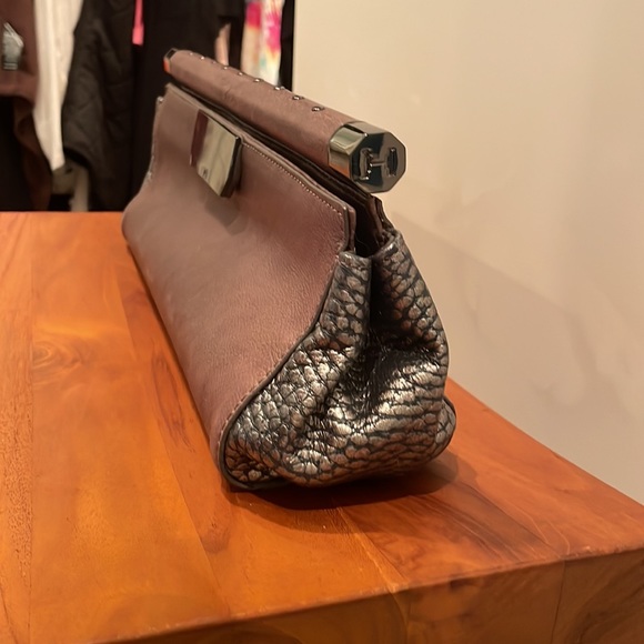 Halston heritage brown leather clutch purse bag with dust bag. - Picture 4 of 8